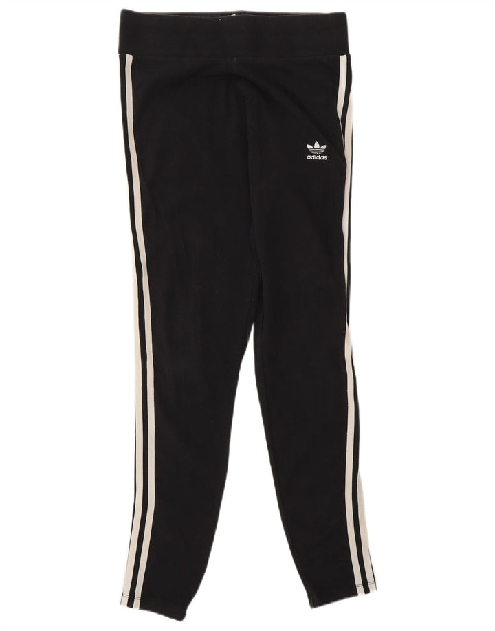 ADIDAS Dame Leggings UK 12 Medium Sort Bomuld