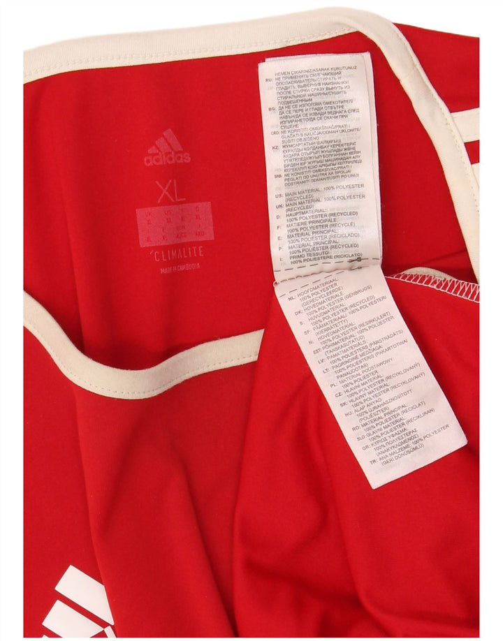 ADIDAS Herre Climalite T-Shirt Top XL Rød Colourblock Polyester