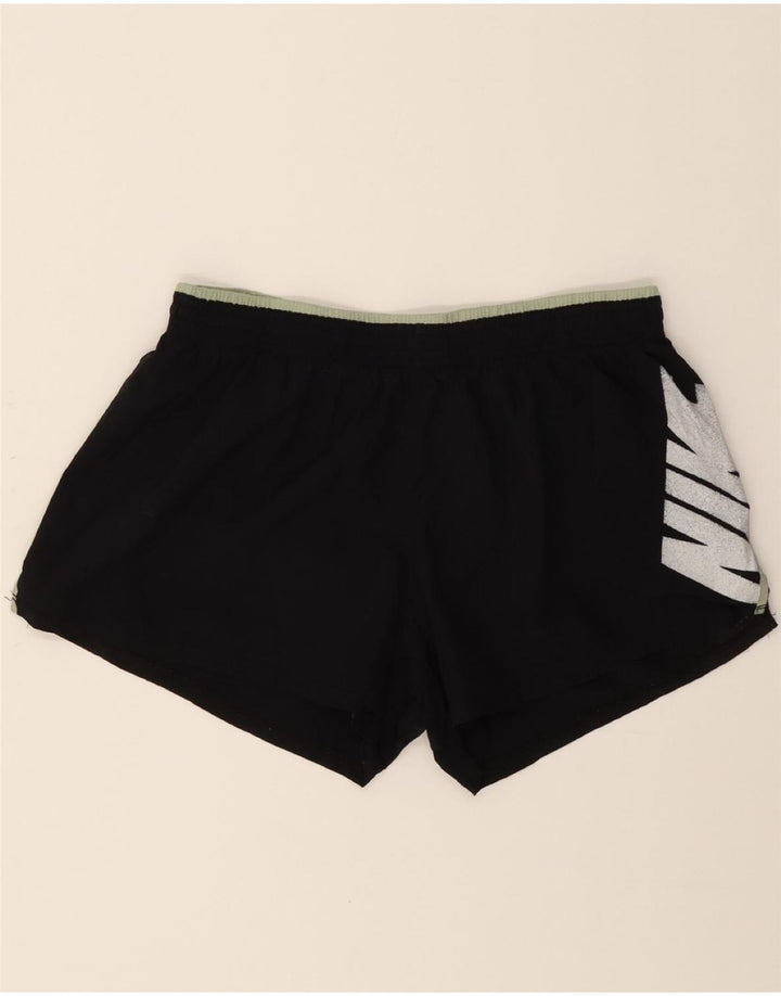 NIKE Womens Dri Fit Graphic Sport Shorts UK 14 Large  Black Polyester Vintage Nike and Second-Hand Nike from Messina Hembry 