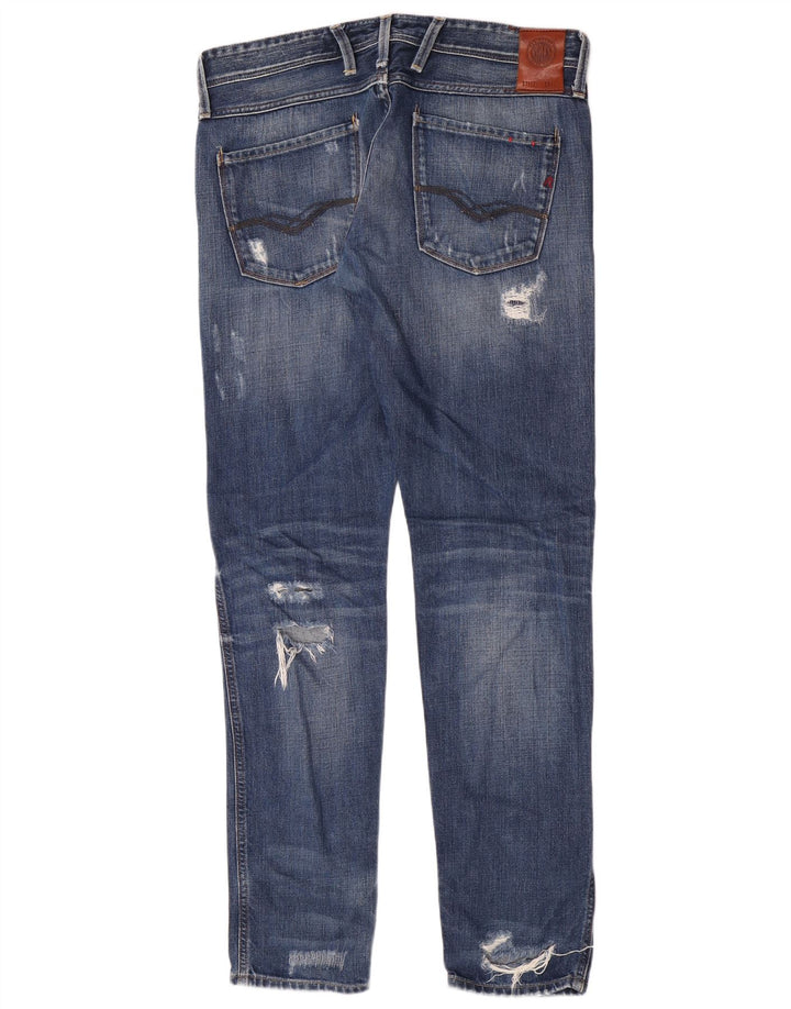 Replay Herre Anbass Distressed Slim Jeans W34 L33 Blå
