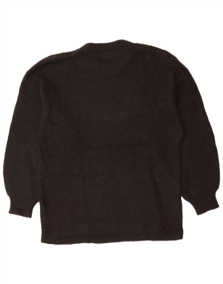 VINTAGE Dame Longline Jumper Sweater UK 18 XL Sort