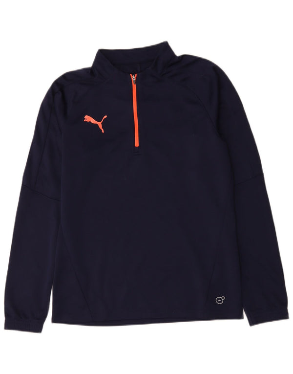 Puma Herre Zip Neck Pullover Træningsdragt Top Small Navy Blue Polyester
