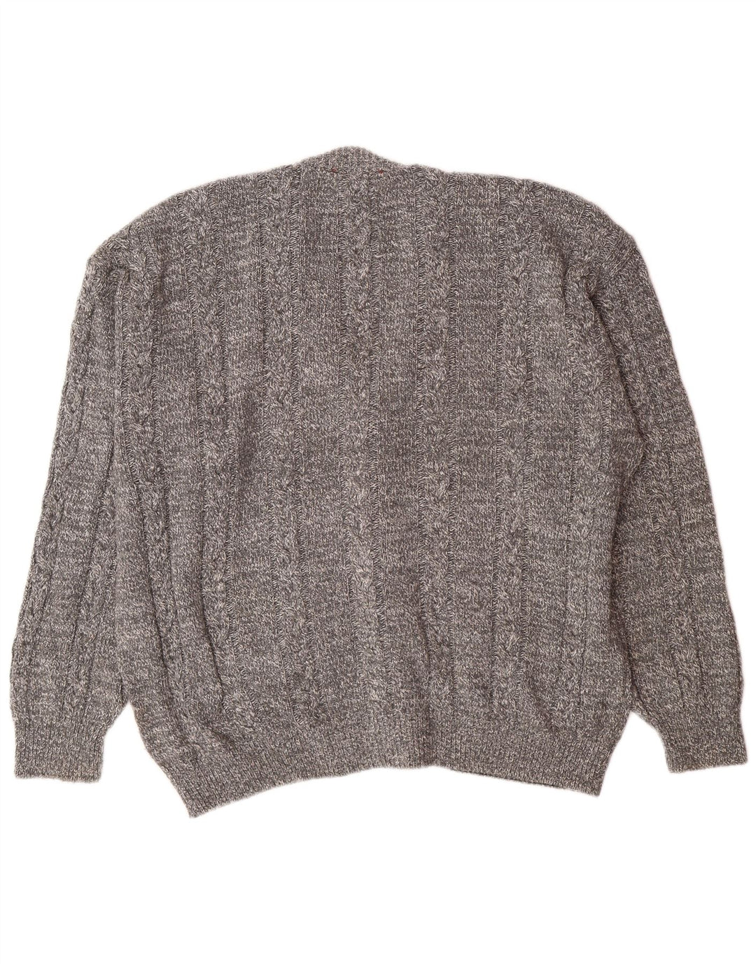 Vintage herre cardigan sweater IT 52 stor grå flækket bomuld Classic