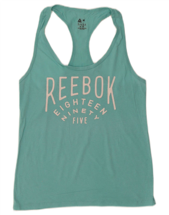 Reebok Dame Grafisk Vest Top UK 12/14 Medium Turkis