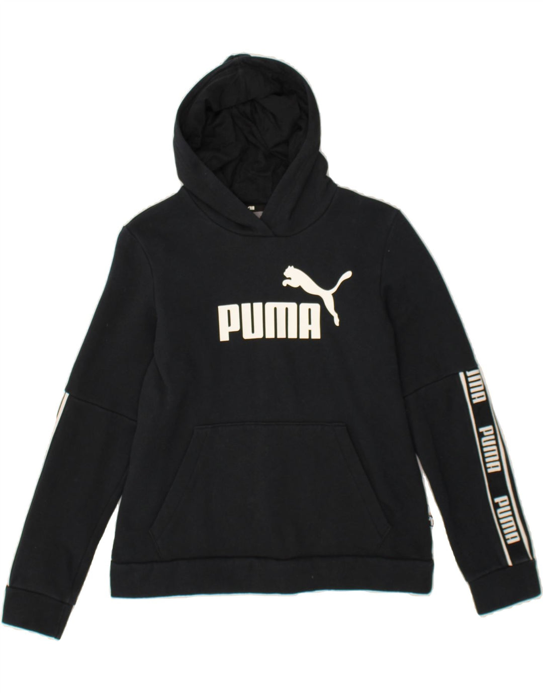 PUMA Womens Graphic Hoodie Jumper UK 16 Large Black Vintage Puma and Second-Hand Puma from Messina Hembry 