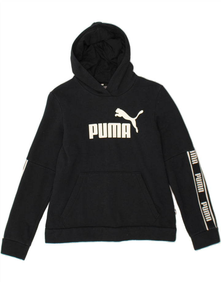 PUMA Womens Graphic Hoodie Jumper UK 16 Large Black Vintage Puma and Second-Hand Puma from Messina Hembry 
