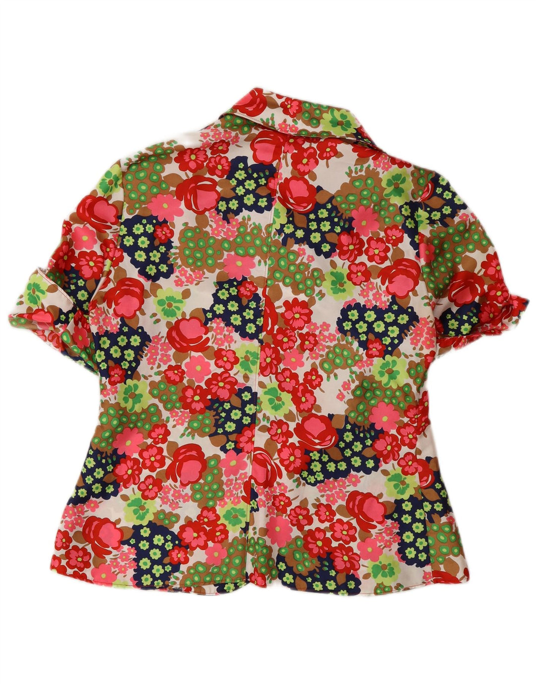 VINTAGE kortærmet blazerjakke til kvinder UK 12 Medium Flerfarvet