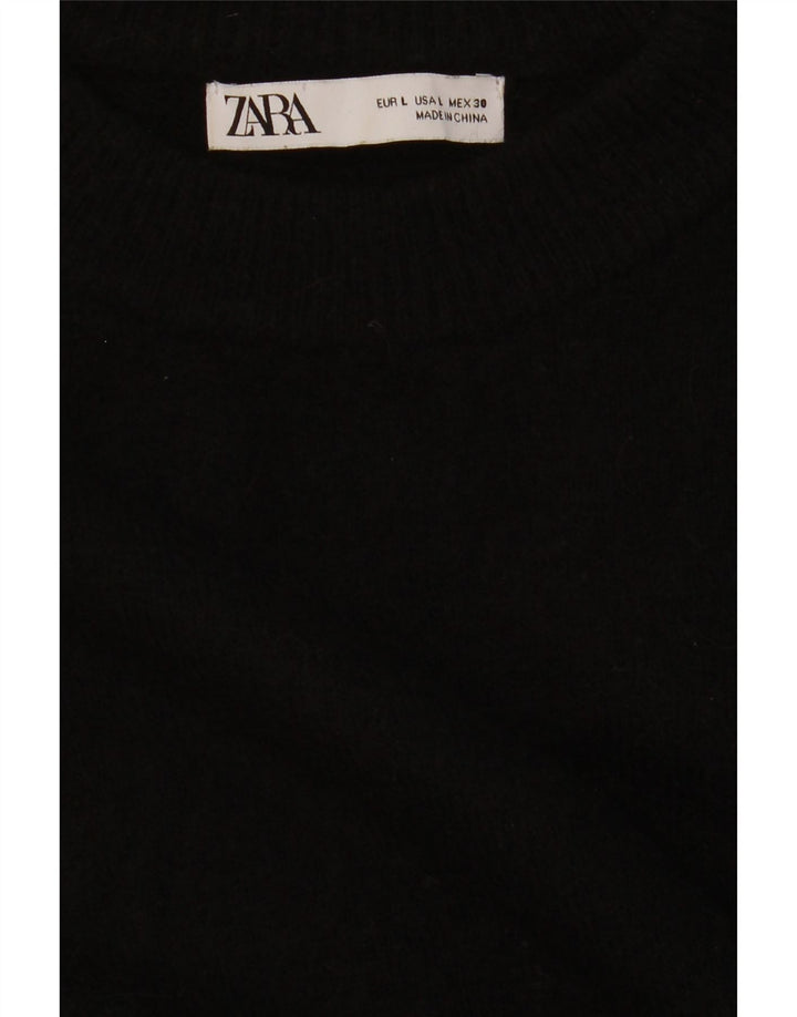 Zara Dame Oversized Crew Neck Jumper Sweater UK 16 Large Black