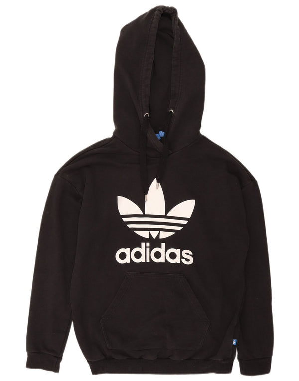 Adidas Dame Grafisk Oversized Hoodie Jumper UK 8 Small Black Bomuld