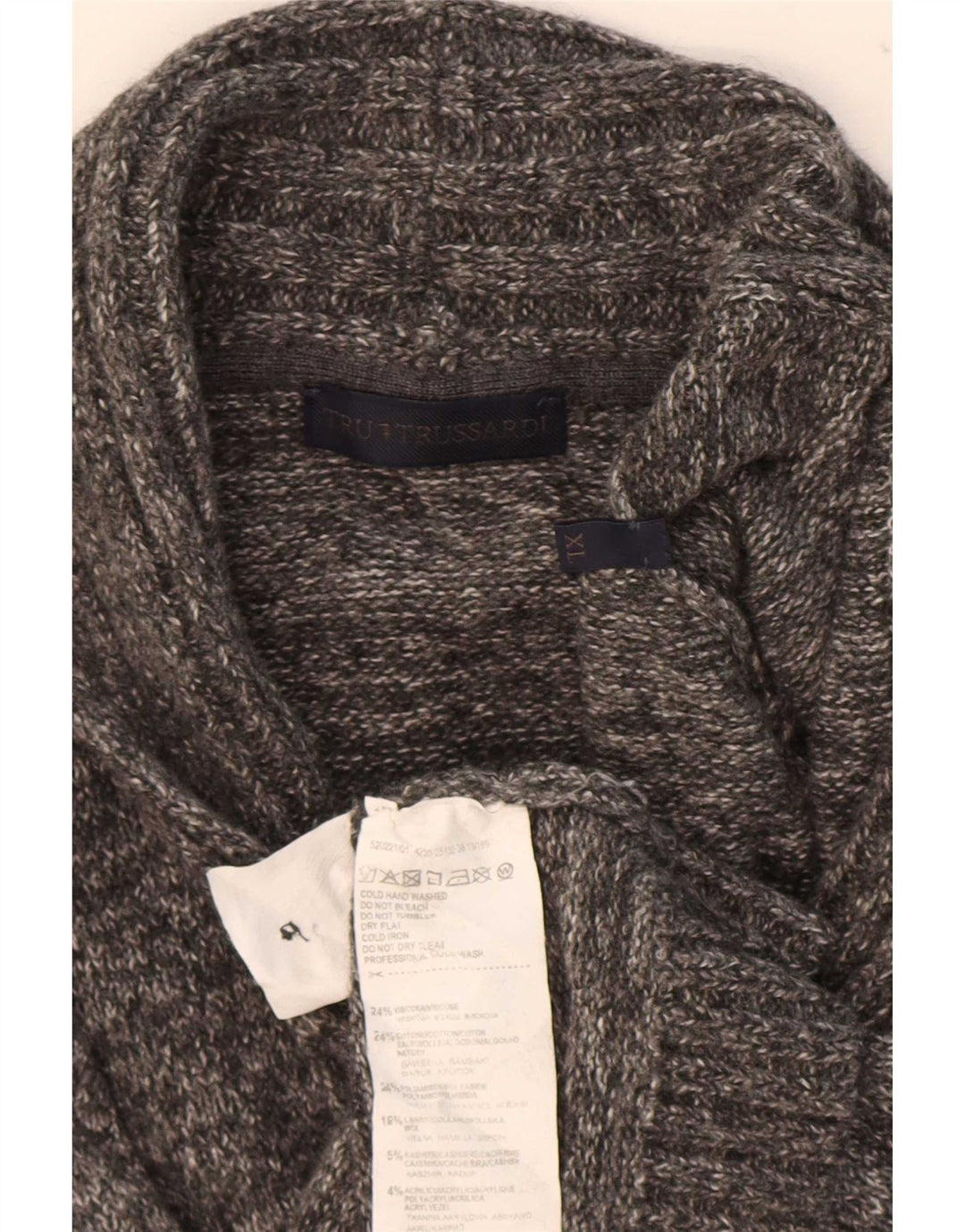 Trussardi Herre Cardigan Sweater XL Grå Flecked Viscose