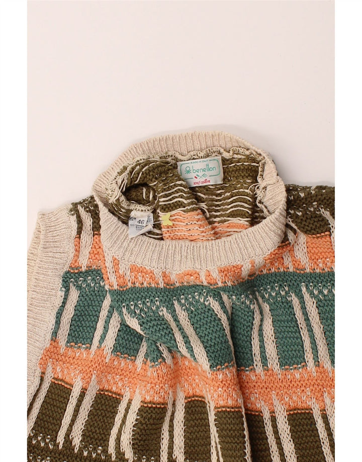 BENETTON Womens Boat Neck Jumper Sweater IT 46 Large Multicoloured Check Vintage Benetton and Second-Hand Benetton from Messina Hembry 
