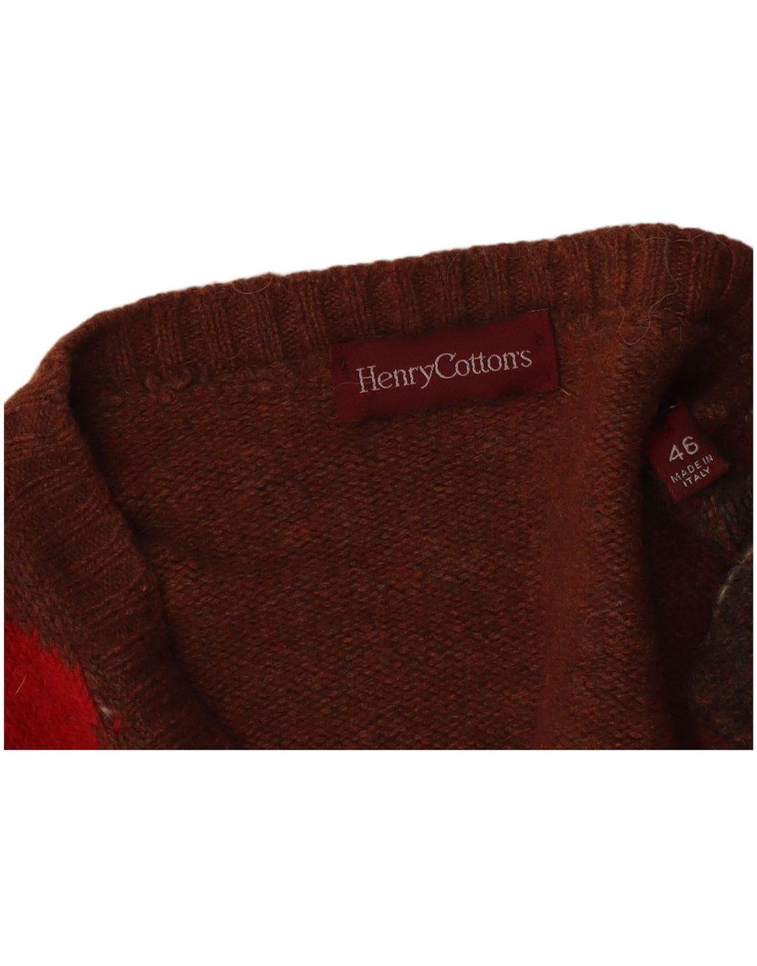 Henry Cottons Dame Cardigan Sweater IT 46 Large Brown Argyle/Diamond