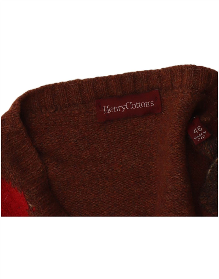 Henry Cottons Dame Cardigan Sweater IT 46 Large Brown Argyle/Diamond