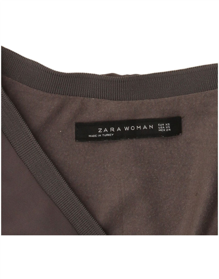 Zara Dame Langærmet Bluse Top UK 6 XS Grå