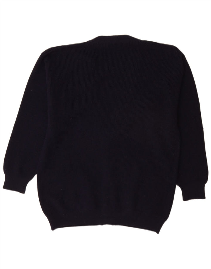 Vintage herre cardigan sweater stor marineblå ny uld