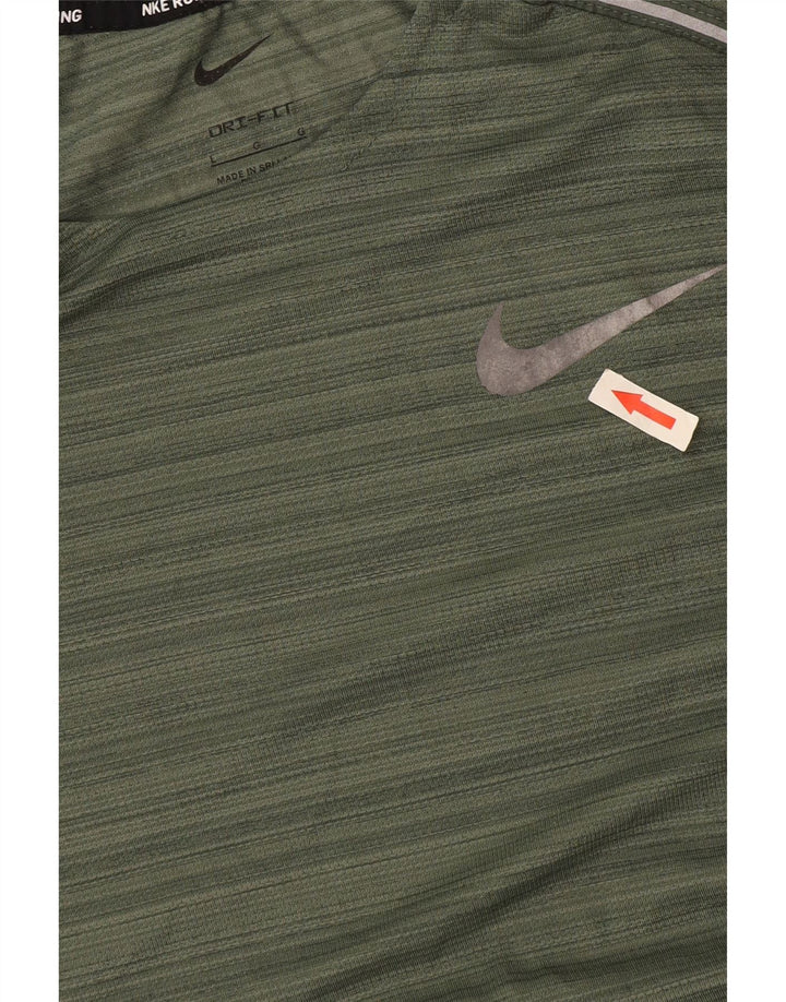 Nike Herre Dri Fit T-Shirt Top Stor Grøn Nålestribet Polyester