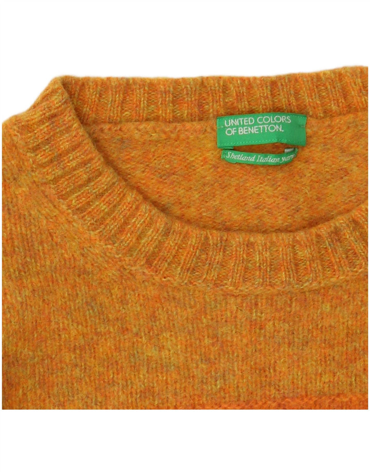 Benetton Dame sweater med rund hals DK 14 Mellem gul stribet