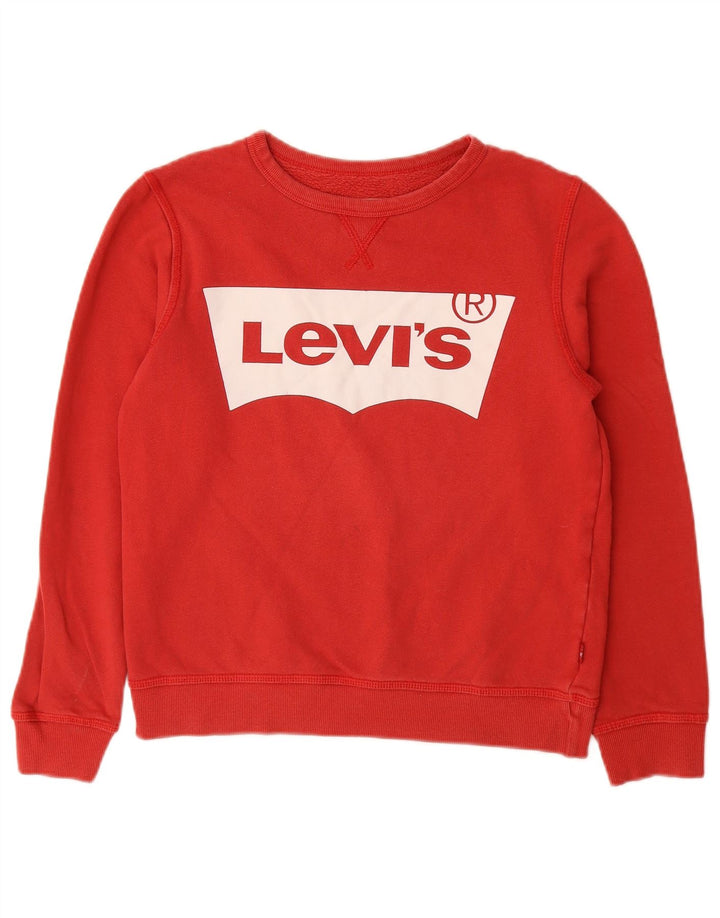 LEVI'S Boys Grafisk Sweatshirt Jumper 13-14 år Rød Bomuld