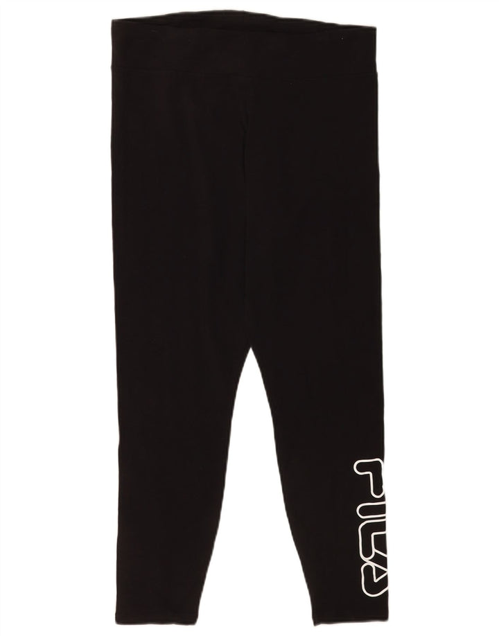 Fila Womens Graphic Crop Leggings Large Black Bomuld