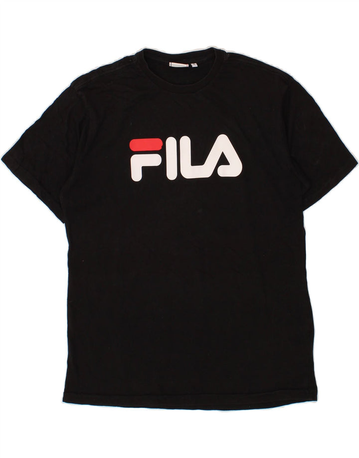 FILA Mens Graphic T-Shirt Top Small Black Cotton Vintage Fila and Second-Hand Fila from Messina Hembry 
