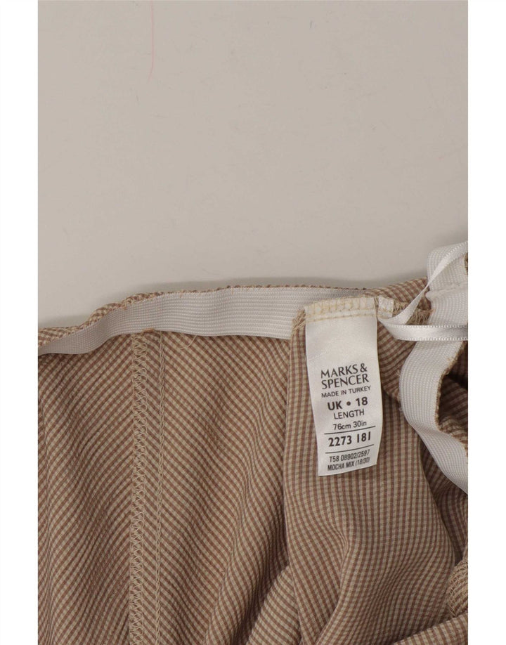 Marks & Spencer Dame Flared Skirt UK 18 XL W38 Beige Gingham Viscose