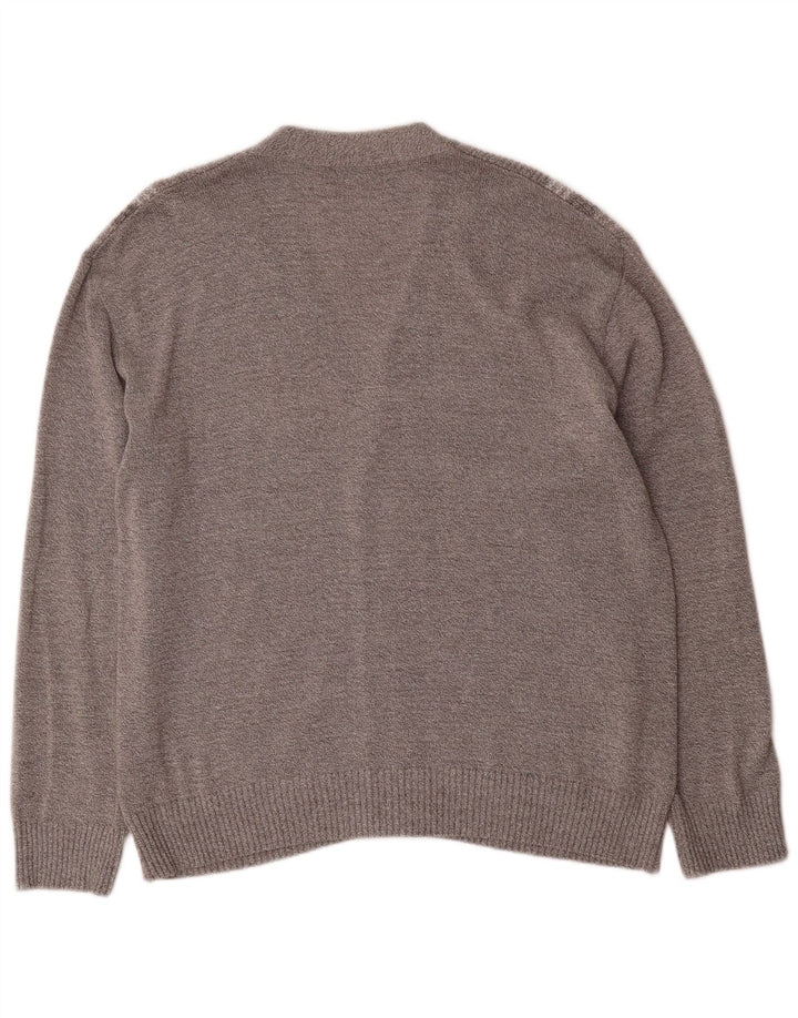 Senator Herre Cardigan Sweater IT 52 Stor Gråstribet Bomuld