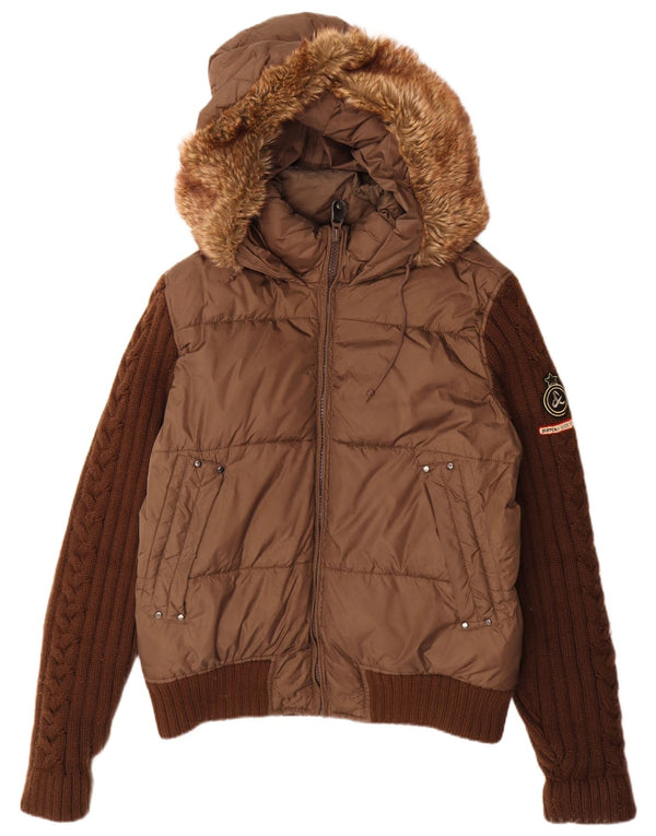 Scotch & Soda Herre hættepolstret jakke UK 40 Stor brun polyamid