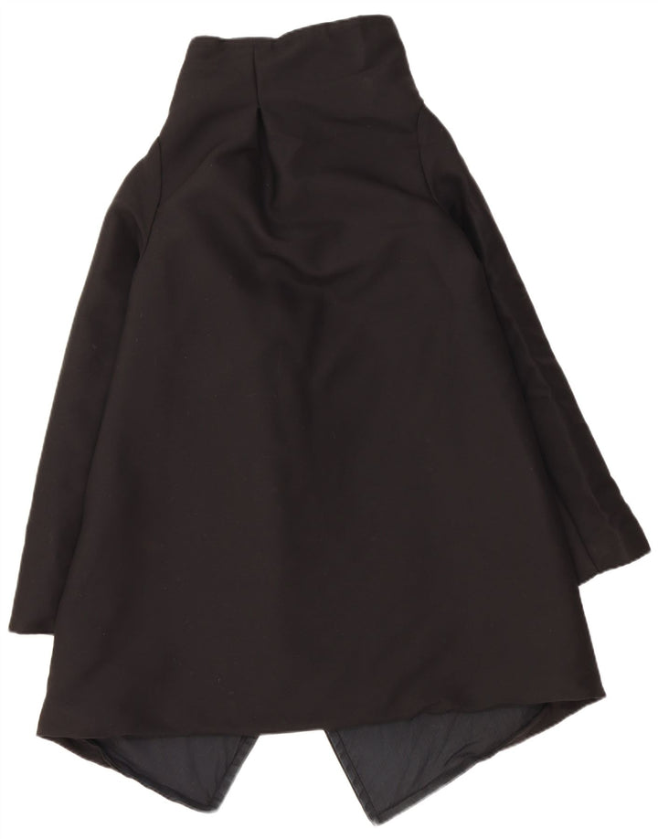 Vintage Womens Open Overcoat UK 10 Small Black Virgin Wool