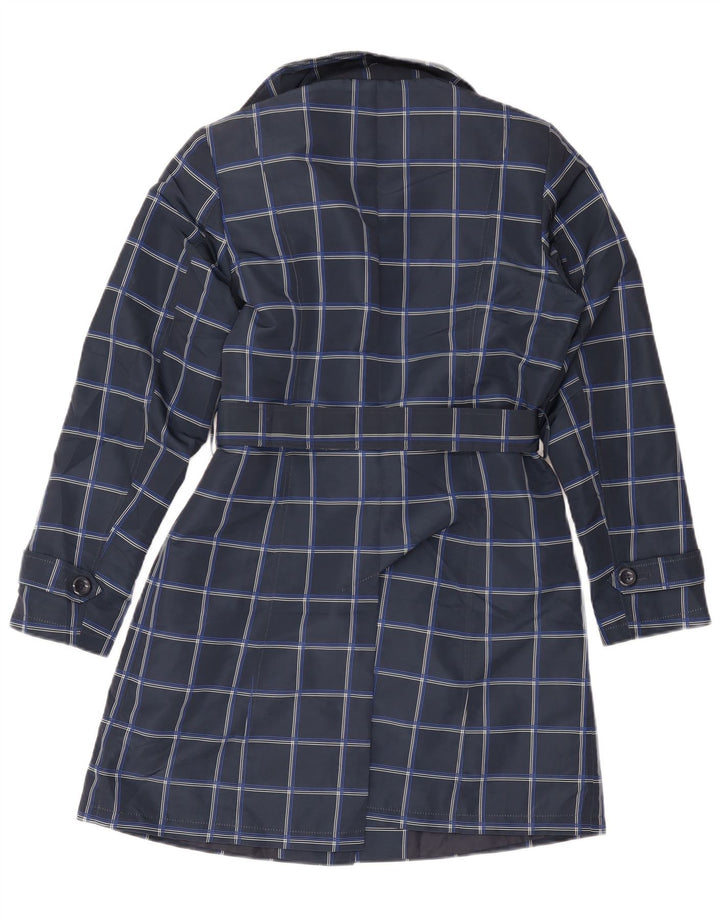 Marks & Spencer Trench Coat til kvinder UK 12 Medium Navy Blue Ternet polyester