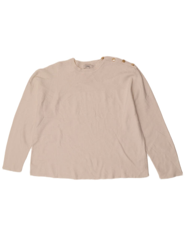 Marks & Spencer Dame sweater med rund hals DK 16 Stor hvid viskose