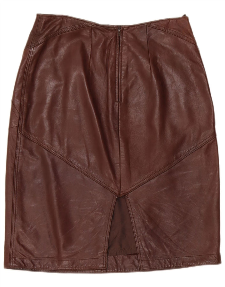 Vintage kvinders højtaljede lædernederdel IT 42 Medium W26 Brun