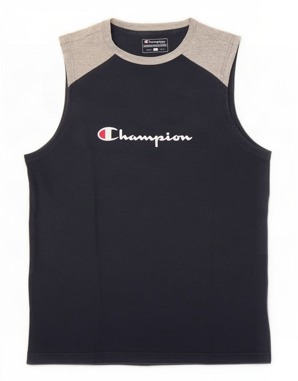 Champion Herre Grafisk Vest Top Stor Marineblå Colourblock Bomuld