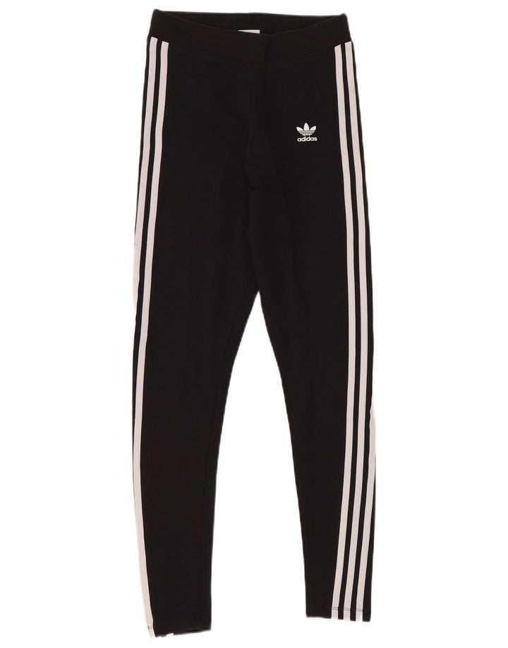 ADIDAS Womens Leggings UK 8 Small Black Bomuld