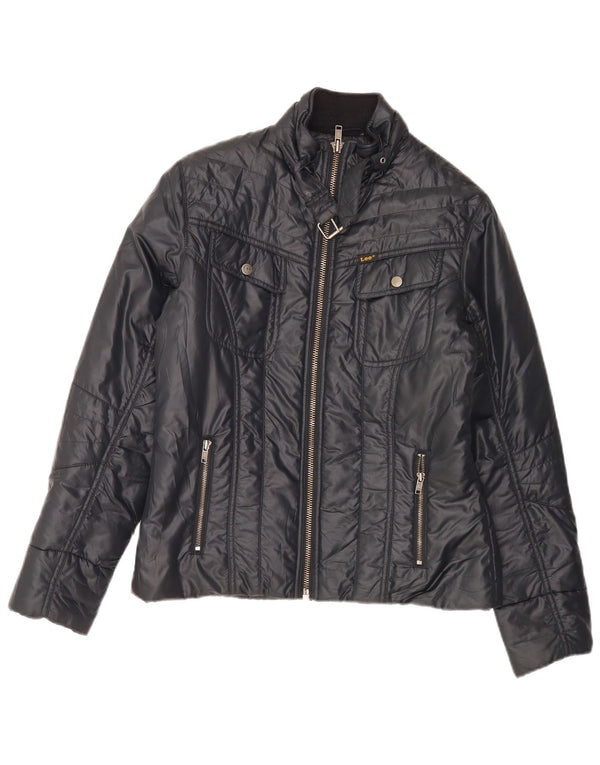 Lee Womens Bomber Jacket UK 14 Medium Navy Blue Polyester