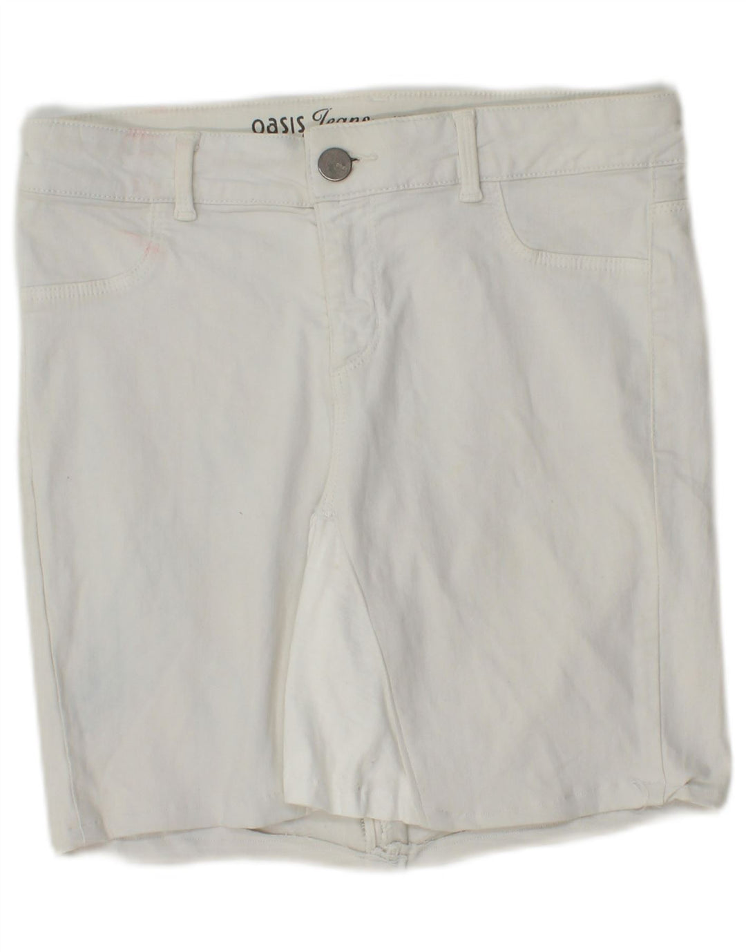 Oasis Dame denim Shorts UK 12 Medium W28 Hvid Bomuld