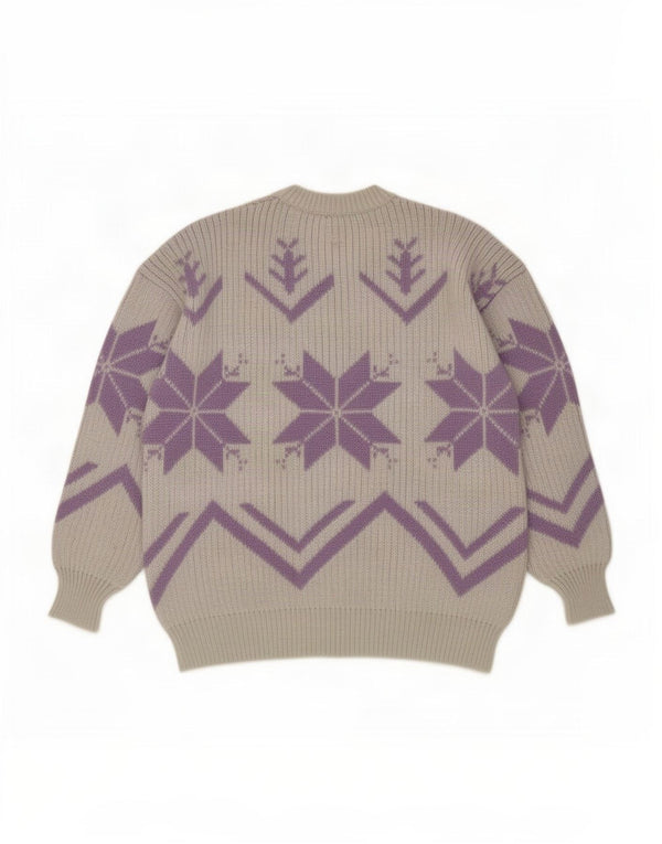 Vintage dame sweater med rund hals DK 16 Large Blue Fair Isle