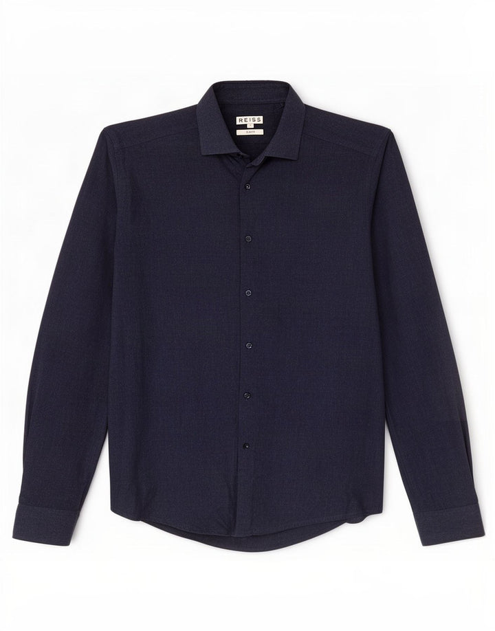 Reiss Slim Fit skjorte til mænd, lille marineblå bomuld