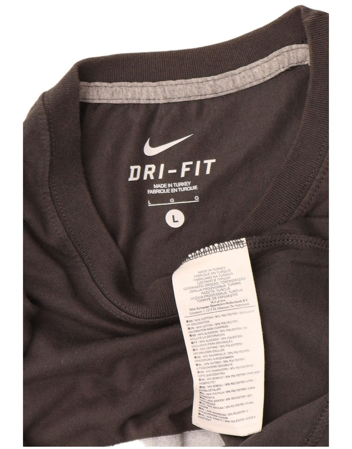 Nike Herre Dri Fit Grafisk T-Shirt Top Stor Grå Bomuld