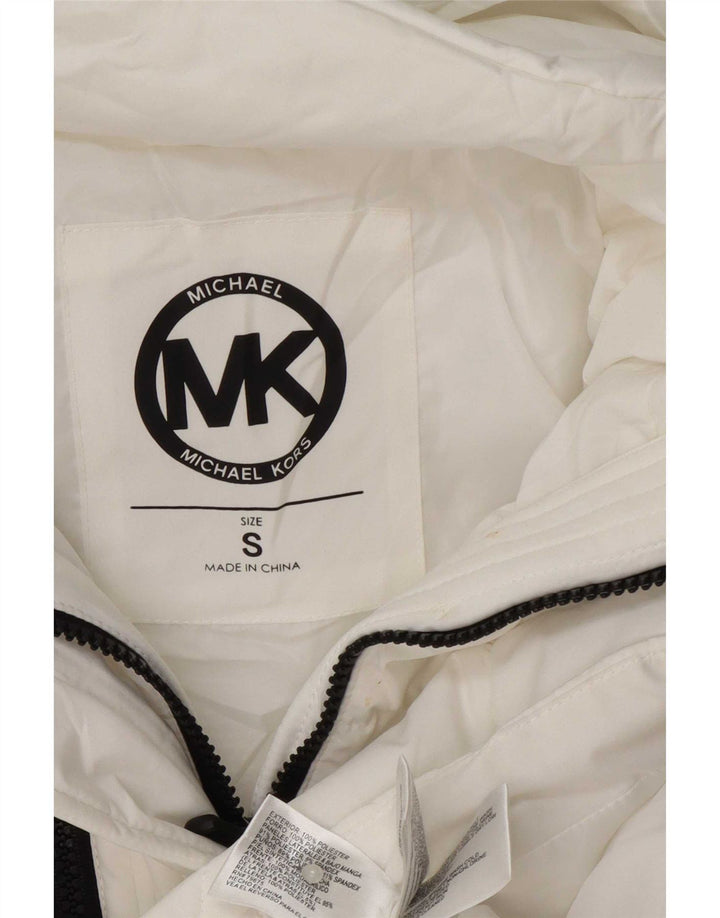 Michael Kors Dame Hætte Polstret Jakke UK 10 Small White Polyester