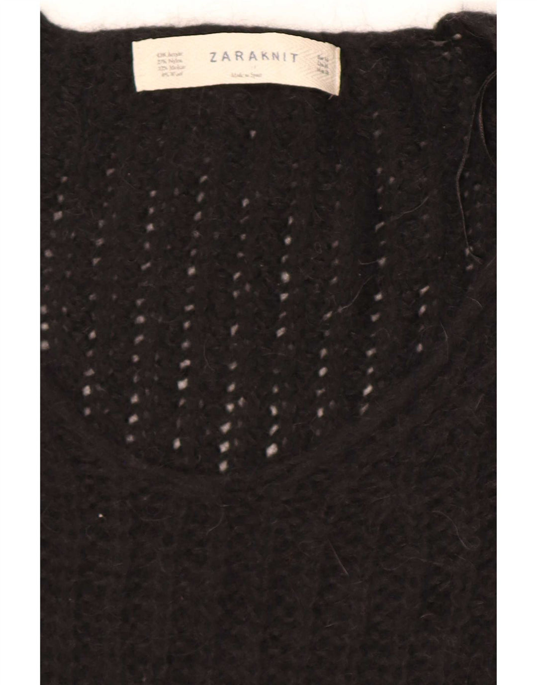 Zara Dame V-hals sweater UK 14 Medium Sort Akryl