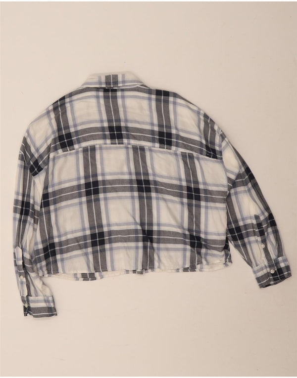 Abercrombie & Fitch Womens Crop Flannel Shirt UK 10 Small White Plaid