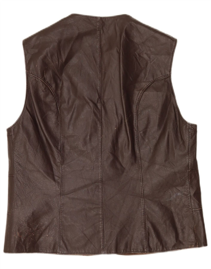 Vintage Herre Læder Gilet UK 36 Lille Brun