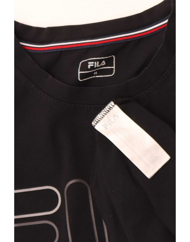 Fila Herre Grafisk T-Shirt Top Medium Sort Bomuld