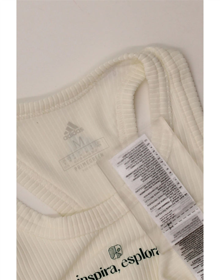 ADIDAS Aeroready Crop Vest Top UK 12/14 Medium White Polyamide