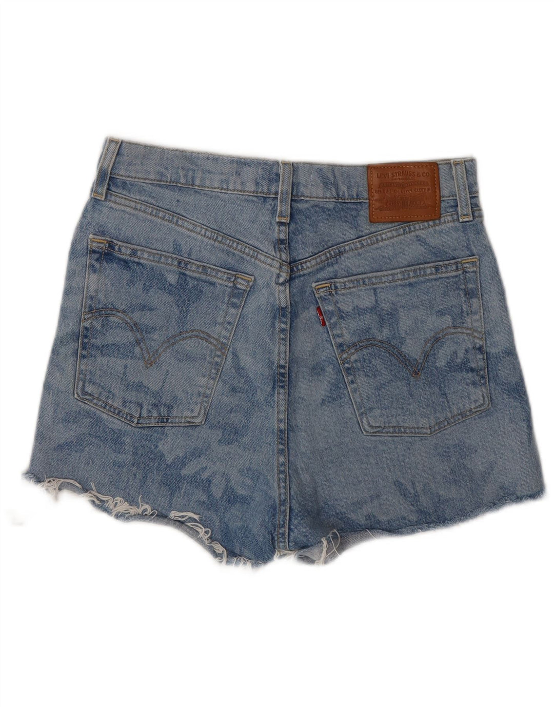 LEVI'S Womens Ribcage High Waist Denim Shorts W30 Medium Blue Camouflage