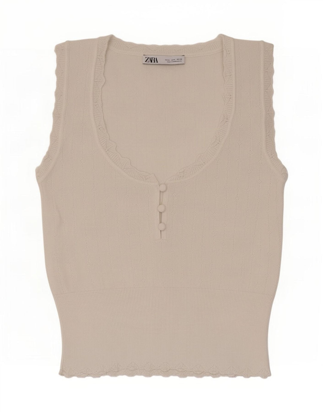 Zara Damevest Top UK 12 Medium White Viscose