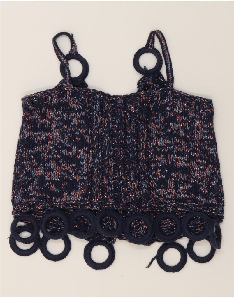 VINTAGE Womens Knit Cami Top UK 10 Small Navy Blue Flecked Vintage Vintage and Second-Hand Vintage from Messina Hembry 