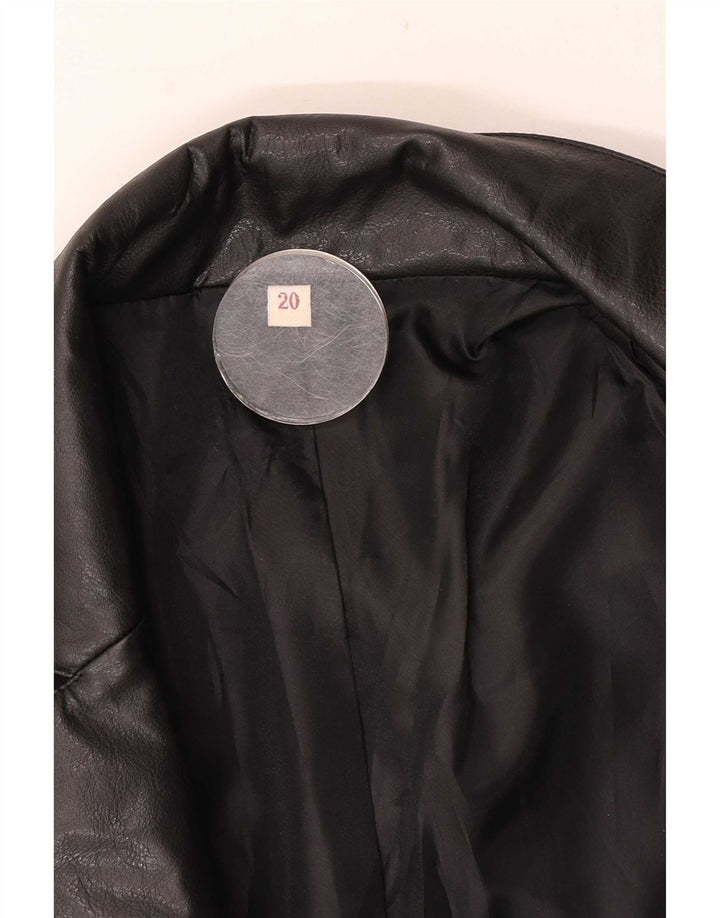 Vintage dame 3-knaps læder blazerjakke UK 20 2XL Sort