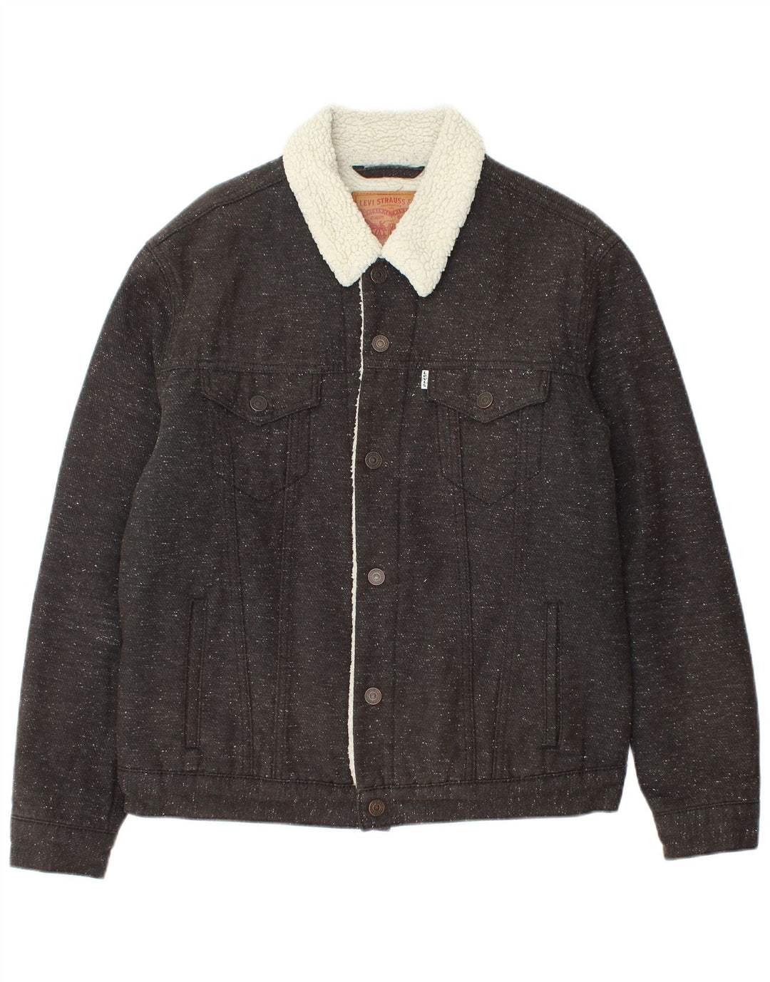 Levi's Sherpa-jakke til mænd UK 40 Stor grå flækket bomuld