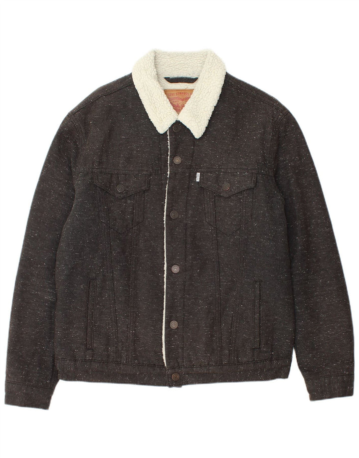 Levi's Sherpa-jakke til mænd UK 40 Stor grå flækket bomuld